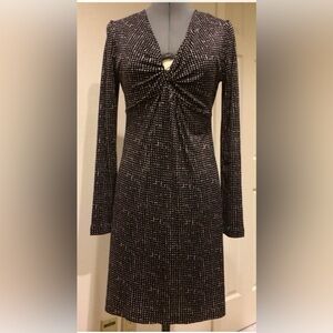 Tory Burch 100% Silk Black and White Long Sleeve Dress - size medium